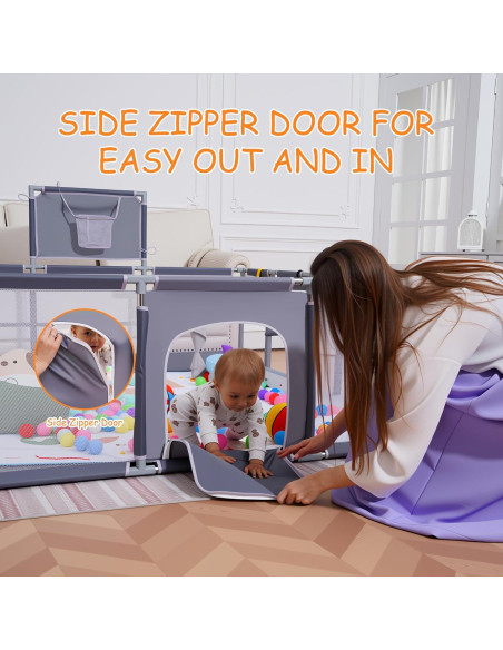 Parque Infantil para Bebés Clocly 200x180cm con Alfombra y Pelotas