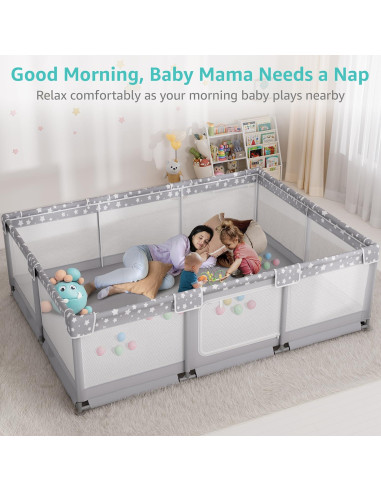 Corralito Gigante para Bebés 178x150cm Gris - Seguro y Espacioso