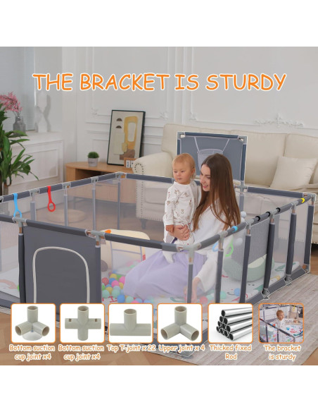 Parque Infantil para Bebés Clocly 200x180cm con Alfombra y Pelotas