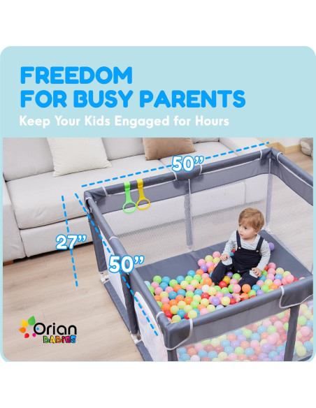 Parque Infantil Orian 127x127 cm Tela Oxford con Pelotas