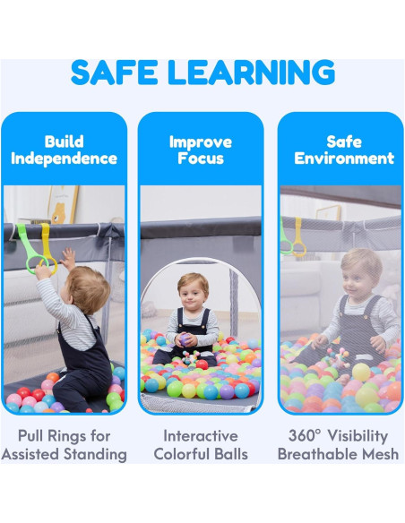 Parque Infantil Orian 127x127 cm Tela Oxford con Pelotas