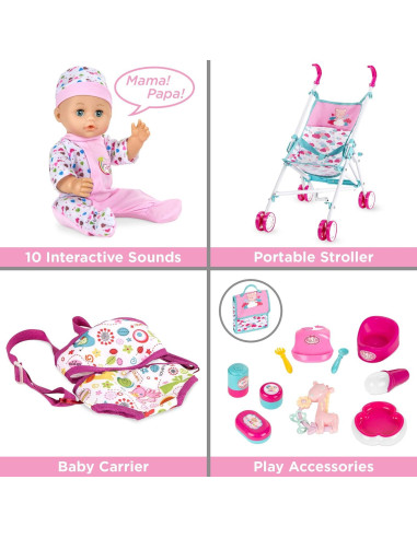 Muñeca Bebé Interactiva 34.29 cm con Accesorios - Mejor Opción