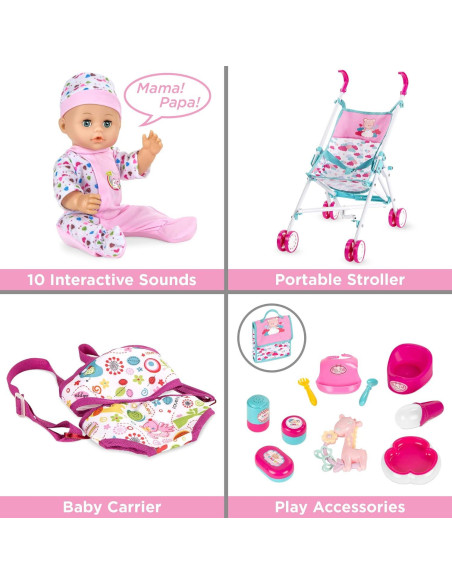 Muñeca Bebé Interactiva 34.29 cm con Accesorios - Mejor Opción