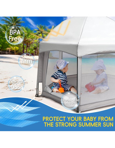 Parque Infantil Plegable Palopalo 150x109 cm con Dosel UPF50+