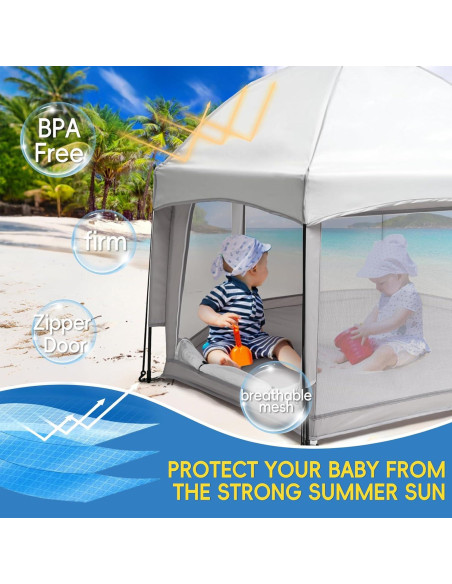 Parque Infantil Plegable Palopalo 150x109 cm con Dosel UPF50+