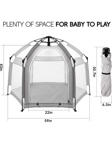 Parque Infantil Plegable Palopalo 150x109 cm con Dosel UPF50+