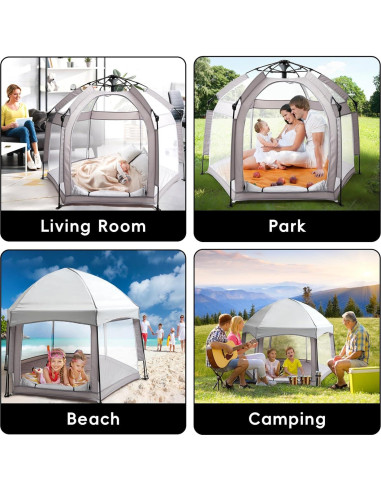 Parque Infantil Plegable Palopalo 150x109 cm con Dosel UPF50+