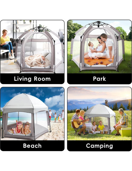 Parque Infantil Plegable Palopalo 150x109 cm con Dosel UPF50+