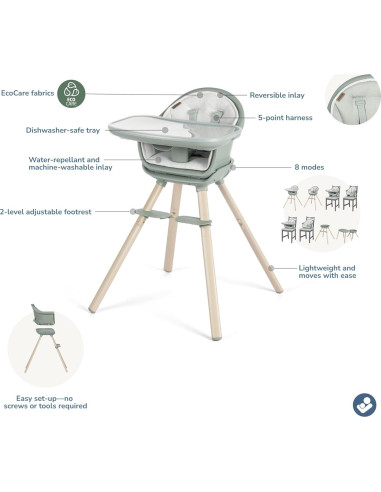 Silla Alta Maxi-Cosi Moa 8-en-1 Verde Clásico Lavable