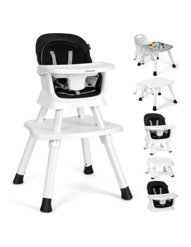 Silla Alta Multifuncional Cowiewie 8 en 1 para Bebés - Negro