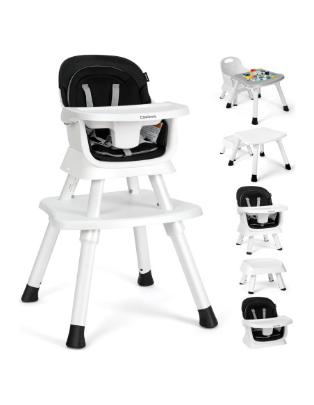 Silla Alta Multifuncional Cowiewie 8 en 1 para Bebés - Negro