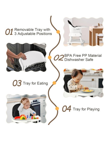 Silla Alta Multifuncional Cowiewie 8 en 1 para Bebés - Negro