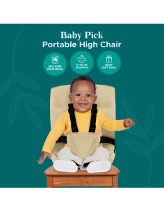 Silla Alta Portátil Baby Pick Beige - Plegable y Lavable 2
