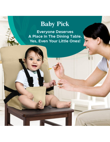 Silla Alta Portátil Baby Pick Beige - Plegable y Lavable