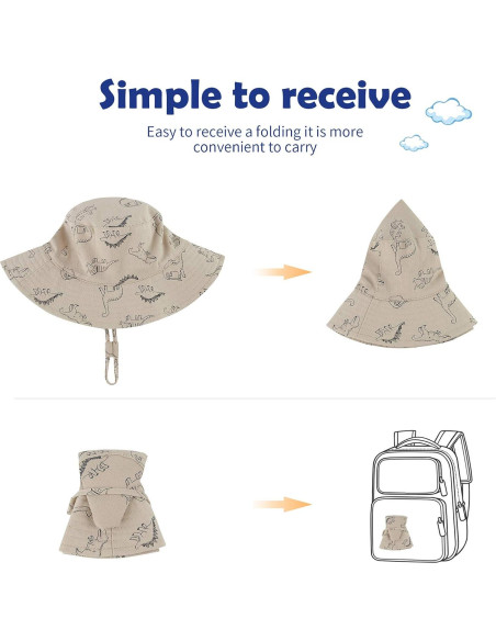 Sombrero de Sol Durio para Bebés UPF 50+ 2 Paquetes Sombrero de Sol Durio para Bebés UPF 50+ 2 Paquetes