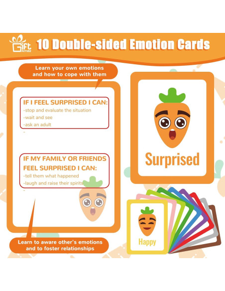Juguete de Aprendizaje Socioemocional GiftAmaz - Zanahoria Emocional con 26 Caras y 10 Tarjetas