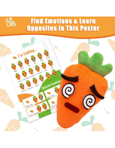 Juguete de Aprendizaje Socioemocional GiftAmaz - Zanahoria Emocional con 26 Caras y 10 Tarjetas