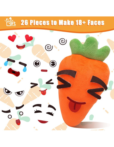 Juguete de Aprendizaje Socioemocional GiftAmaz - Zanahoria Emocional con 26 Caras y 10 Tarjetas
