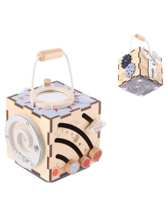 Cubo de Actividades de Madera EverEarth 6 en 1 Espacial 18M+