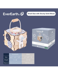 Cubo de Actividades de Madera EverEarth 6 en 1 Espacial 18M+ 2