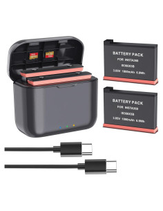 Batería y Cargador Rápido Aovee para Insta360 X3 - 2 Pzs