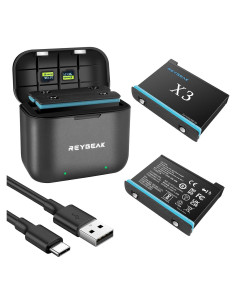 Cargador REYGEAK para 2 Baterías Insta360 X3 1800mAh
