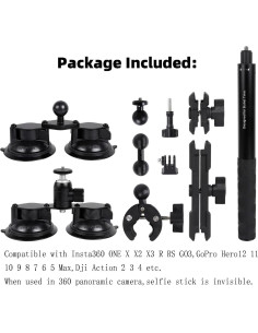 Soporte de Coche para Insta360 con Ventosas y Palo de Selfie 2