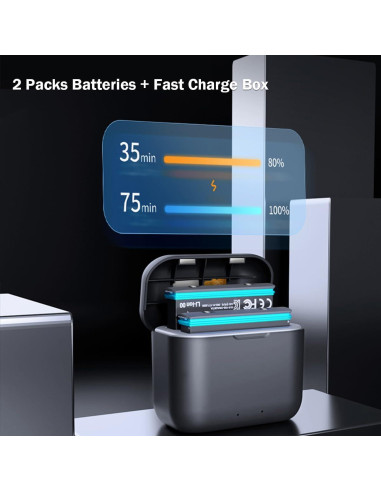 2 Baterías de Reemplazo 1800mAh con Hub Cargador NBZZ para Insta360 X3