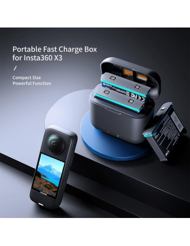 2 Baterías de Reemplazo 1800mAh con Hub Cargador NBZZ para Insta360 X3