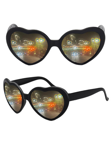Gafas de Sol Corazón Difracción UV400 para Fiesta Rave
