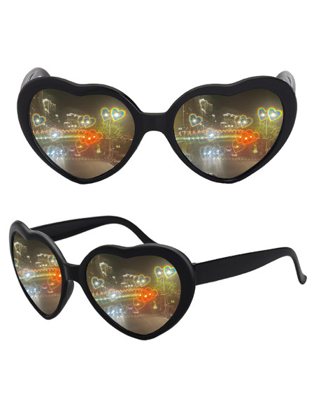 Gafas de Sol Corazón Difracción UV400 para Fiesta Rave