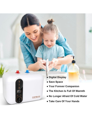 Calentador de Agua Eléctrico AMPOWSURE 11L 1500W Blanco Compacto