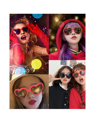 Gafas de Sol Corazón Difracción UV400 para Fiesta Rave