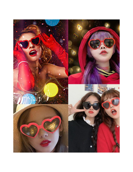 Gafas de Sol Corazón Difracción UV400 para Fiesta Rave