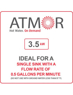 Calentador de Agua Eléctrico Sin Tanque Atmor 3.5 kW 120V 2