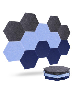 Paneles Acústicos Hexagonales Autoadhesivos 12 Piezas 35.5x30.5cm