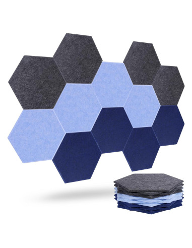 Paneles Acústicos Hexagonales Autoadhesivos 12 Piezas 35.5x30.5cm