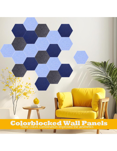 Paneles Acústicos Hexagonales Autoadhesivos 12 Piezas 35.5x30.5cm