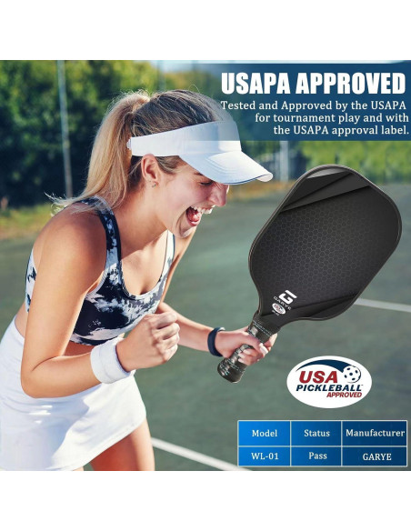 Set de 4 Palas de Pickleball GARYE WL-01 Fibra de Carbono