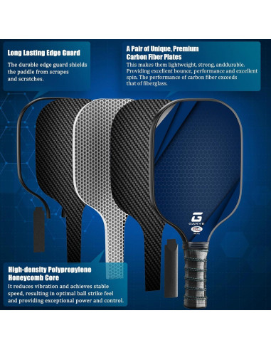 Set de 4 Palas de Pickleball GARYE WL-01 Fibra de Carbono