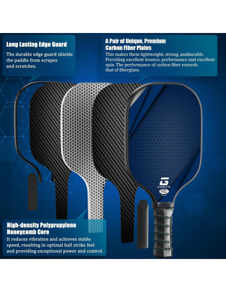 Set de 4 Palas de Pickleball GARYE WL-01 Fibra de Carbono