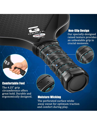 Set de 4 Palas de Pickleball GARYE WL-01 Fibra de Carbono