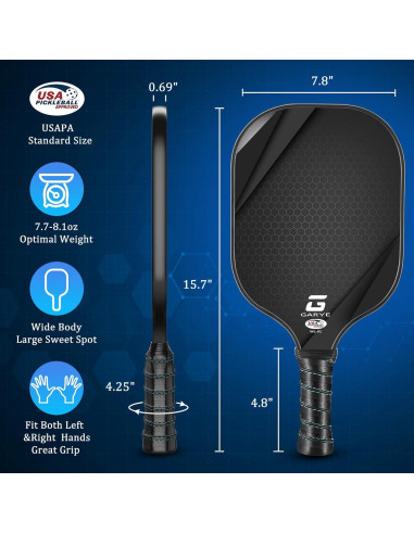 Set de 4 Palas de Pickleball GARYE WL-01 Fibra de Carbono