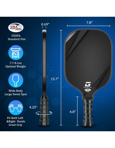 Set de 4 Palas de Pickleball GARYE WL-01 Fibra de Carbono
