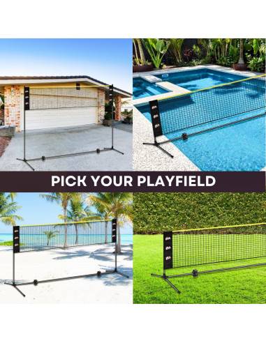 Conjunto completo de bádminton Ace Birdies - 4 raquetas, 4 palas, red ajustable