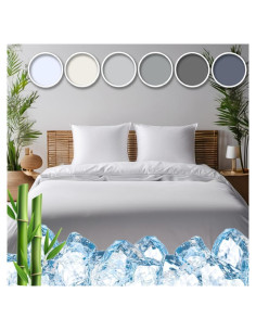 Juego de Sábanas Refrigerantes Queen Seda Vegana 156 GSM Blanco