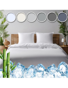 Juego de Sábanas Refrigerantes Queen Seda Vegana 156 GSM Blanco 2