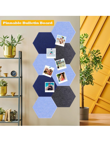 Paneles Acústicos Hexagonales Autoadhesivos 12 Piezas 35.5x30.5cm