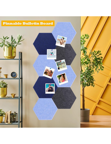 Paneles Acústicos Hexagonales Autoadhesivos 12 Piezas 35.5x30.5cm