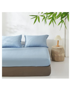 Sábana Ajustable Rey Simple&Opulence 100% Viscosa Bambú Azul Cielo
